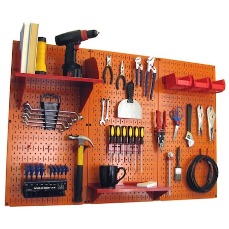 Wall Control Standard Industrial Pegboard Kit, Orange/Red 35-IWRK-400-ORR
