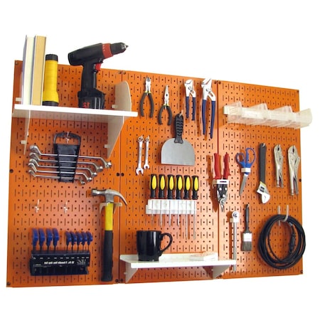 Wall Control Standard Industrial Pegboard Kit, Orange/White 35-IWRK-400-ORW