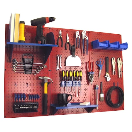 Wall Control Standard Industrial Pegboard Kit, Red/Blue 35-IWRK-400-RBU