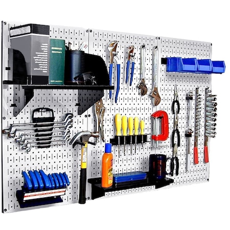 Wall Control Standard Industrial Pegboard Kit, White/Black 35-IWRK-400-WB
