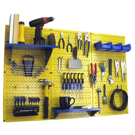 Wall Control Standard Industrial Pegboard Kit, Yellow/Blue 35-IWRK-400-YBU