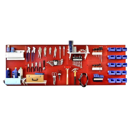 Wall Control Expanded Industrial Pegboard Kit, Red/White 35-IWRK-800-RW