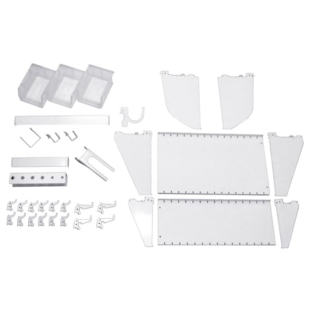 Wall Control Workstation Slotted Accessory Kit, White Peg Hooks 35-K-WRKWH