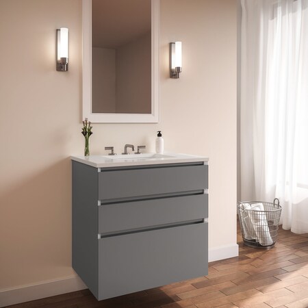 Robern Curated Cartesian Three Drawer Vanity, 36 X 30 Matte Gray 36279200NB00003