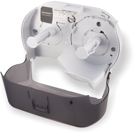 San Jamar Toilet Tissue Dispenser, Horiz/Vert, Black R3600TBKGR