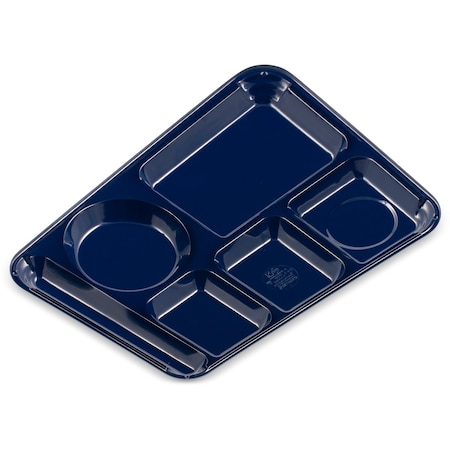 Carlisle Foodservice Lt Hand Hvy Wt, 6-Comp Tray, Dk Blue, PK12 4398050