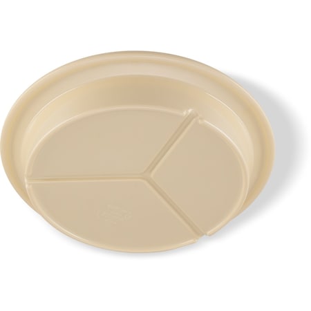 Carlisle Foodservice Melamine 3-Compt Deep Plate, 9", Tan, PK24 4351625