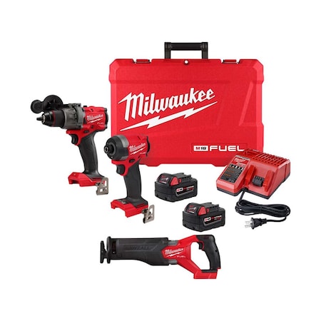 Milwaukee Tool M18 FUEL 2-Tool Combo Kit + M18 FUEL SAWZALL Recip Saw 3697-22, 2821-20