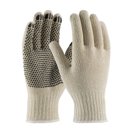 Pip Knit Gloves, PVC, Dotted, Palm, Not Rated Abrasion Level, White/Black, L 12 PK 36-110PD/L