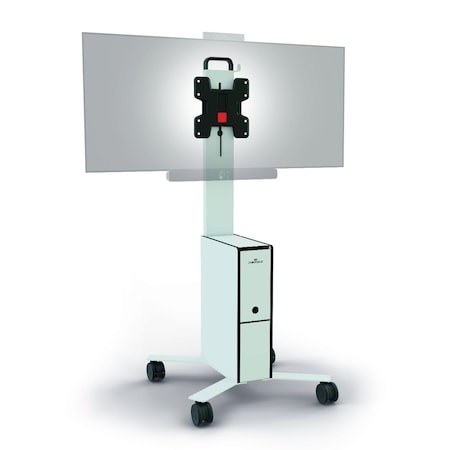 Durable Office Products Mobile TV Cart Coworkstation, White 370202