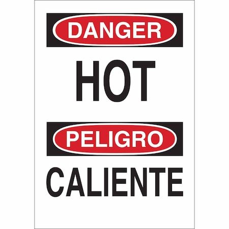 Brady Safety Sign, 14 in H, 10 in W, Plastic, Rectangle, English, Spanish, 38865 38865