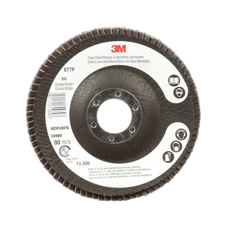 3M Flap Disc, T29, 4-1/2" x7/8", 60 YF-weight 577F 649