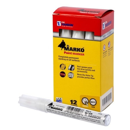 C.H. Hanson Paint Marker, Permanent, Water Resis, White 10298
