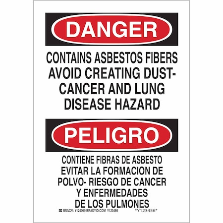 Brady Danger Sign, 20 in H, 14 in W, Fiberglass, Rectangle, English, Spanish, 39658 39658