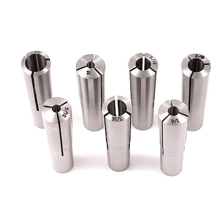 Hhip 1/8 to 1/2 in (By 16ths) MT2 7 Piece Round Collet Set 3900-0850