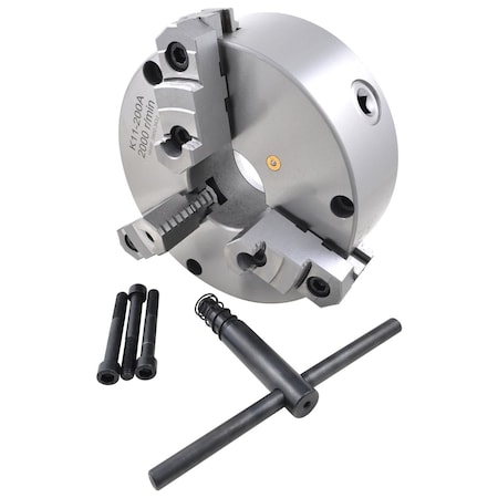 Hhip 8" Front-Mount Top Reversible Self Centering 3-Jaw Plain Back Chuck 3900-3432