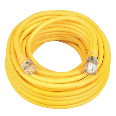 Southwire SJEOOW Extension Cord, 14 AWG, Outdoor, 14/3, 1 Outlets, 5-15R, Yellow, 5-15P, 50 ft 1488SW0002