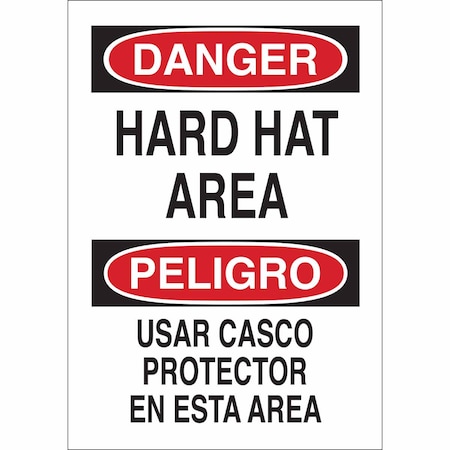 Brady Safety Sign, 14 in Height, 10 in Width, Plastic, Rectangle, English, Spanish 38864