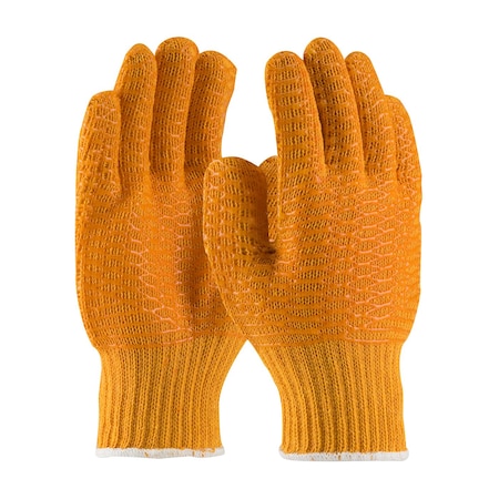 Pip Coated Seamless Knit, Honeycomb, PK12, PVC, Double-Sided, Orange, L 12 PK 39-3013/L