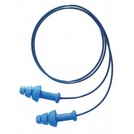 Howard Leight SmartFit Reusable Corded Ear Plugs, Metal Detectable, Flanged Shape, NRR 25 dB, Blue, 100PK SDT-30