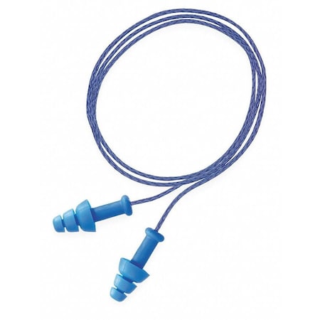 HONEYWELL HOWARD LEIGHT SmartFit Reusable Corded Ear Plugs, Metal Detectable, Flanged Shape, NRR 25 dB, Blue, 100 Pairs SMF-30BU