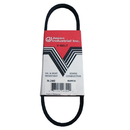 Supco 3L240 FHP V-Belt, 24 in Outside Length, 3/8 in Top Width 3L240