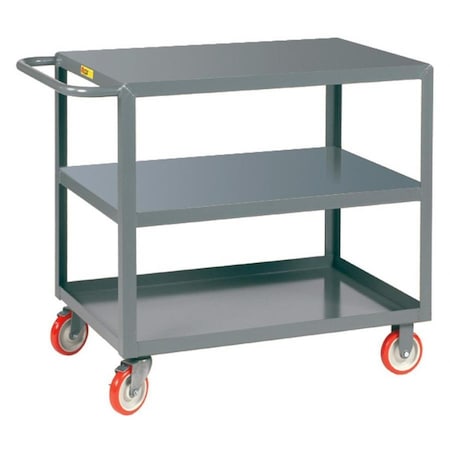 Little Giant Utility Cart, 12 ga. Steel, 1200 lb Load Capacity, 3 Shelves, 35" H 3LG1824BRK