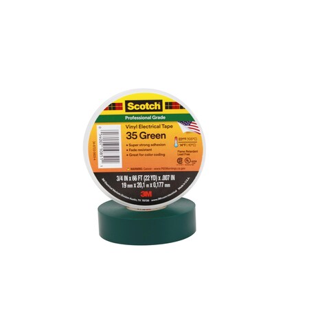 Scotch 7 mil, 3/4" x 66 ft., Green Electrical Tape 10851