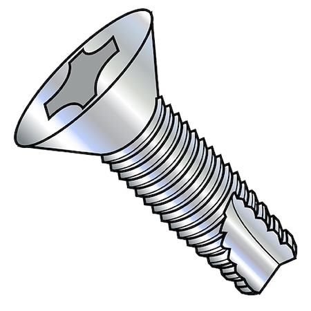 Zoro Select Anchor Screws, 8-32X5/8, Phil FL, PK10000, Zinc Plated Flat Head 10000 PK 08103PF