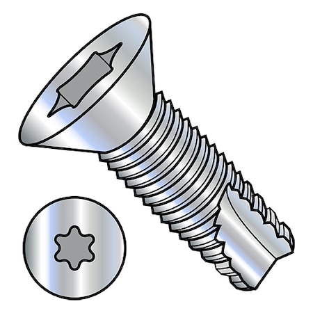 Zoro Select Thread Forming Screw, #8-32 x 1/2 in, Zinc Plated Steel Flat Head Torx Drive, 10000 PK 08083TF