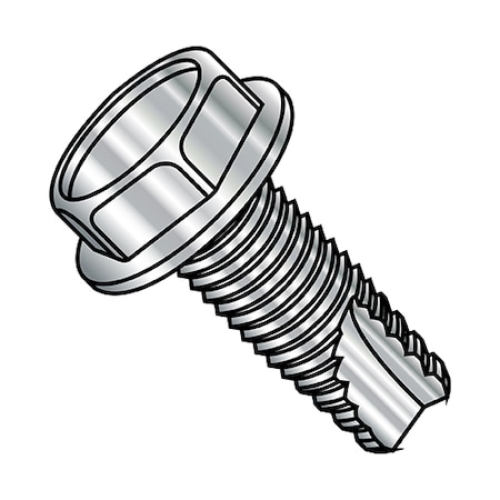 Zoro Select Thread Cutting Screw, 3/8"-16 x 1-1/2 in, Plain 18-8 Stainless Steel Hex Head Hex Drive, 250 PK 37243W188