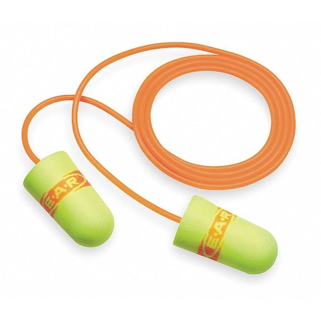 3M E-A-Rsoft SuperFit Disposable Corded Ear Plugs, Bullet Shape, NRR 33 dB, Yellow, 200PK 311-1254