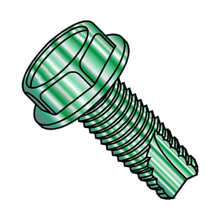 Zoro Select Thread Cutting Screw, #10-32 x 3/8 in, Zinc Plated Steel Hex Head Slotted Drive, 8000 PK 11063WG