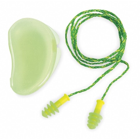 Howard Leight Fusion Reusable Corded Ear Plugs, Flanged Shape, NRR 27 dB, Storage Case, M, Green, 100PK FUS30S-HP
