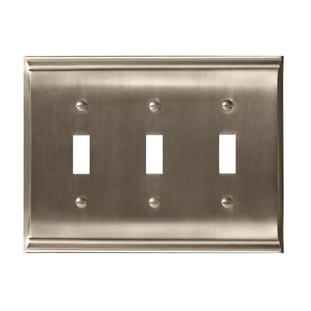 Amerock Candler 3 Toggle Wall Plates, Number of Gangs: 3 Zinc, Satin Nickel Finish BP36502G10