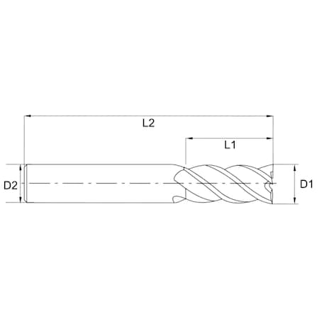 AC DRILLS Drill, HP, End Mill, B, 4FL, 5/8" dia. V4B625025525