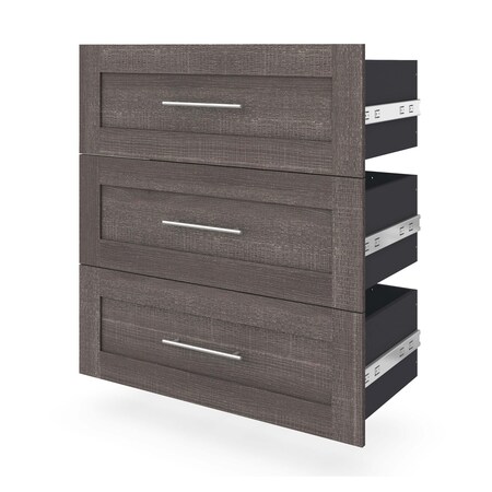 Bestar Set 3-Drawer, 36" Storage, Bark Gray 26161-1147