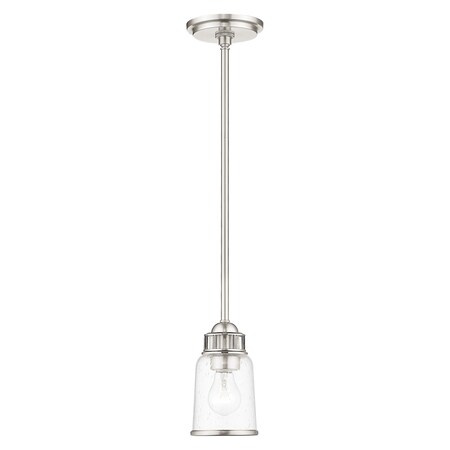 Livex Lighting Lawrenceville 1 Light Brushed Nickel Mini Pendant 40021-91