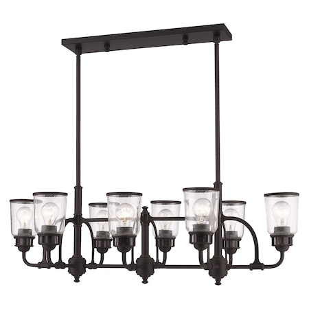 Livex Lighting Lawrenceville 8 Light Bronze Linear Chandelier 40028-07