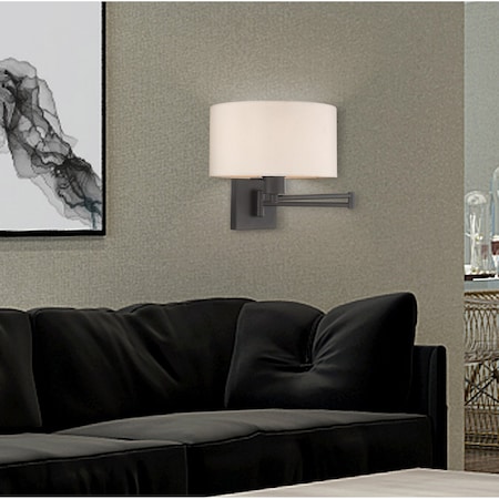 Livex Lighting Swing Arm Wall Lamps 1 Light Bronze Swing Arm Wall Lamp 40036-07