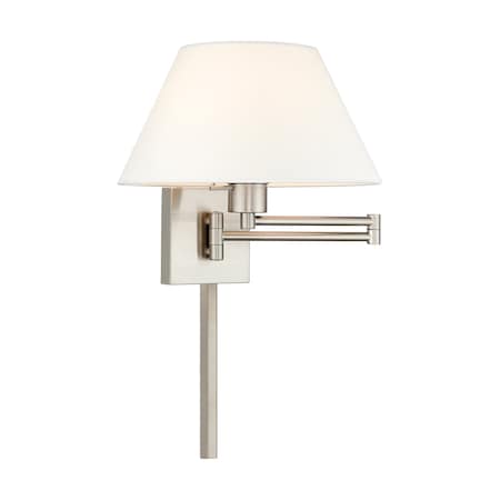 Livex Lighting Swing Arm Wall Lamps 1 Light Brushed Nickel Swing Arm Wall Lamp 40039-91