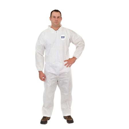 International Enviroguard Disposable Coveralls, Collared Coverall, 4XL, Laminated Nonwoven, Elastic Wrist, Open Ankle, White 4012-4XL