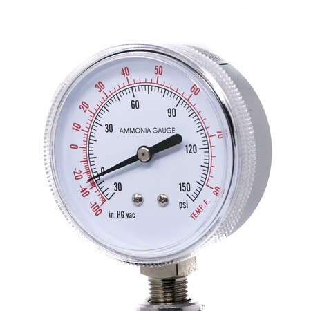 PIC GAUGES Gauge, 2-1/2", 30/0/150psi, 1/4"LM, Ammonia 401NH3-254CF