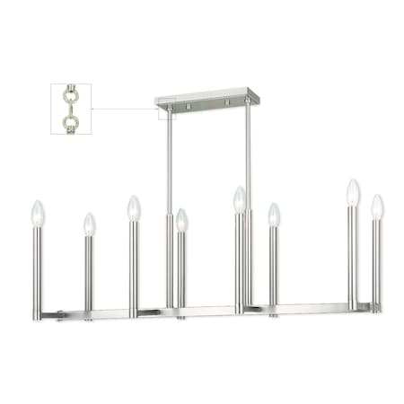 Livex Lighting Alpine 8 Light Brushed Nickel Linear Chandelier 40258-91