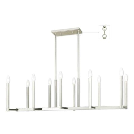 Livex Lighting Alpine 10 Light Polished Nickel Linear Chandelier 40259-35