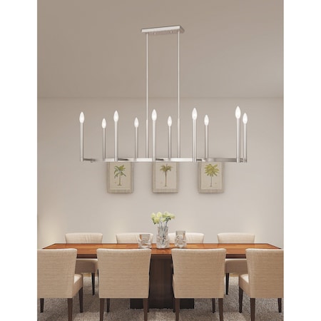 Livex Lighting Alpine 10 Light Brushed Nickel Linear Chandelier 40259-91
