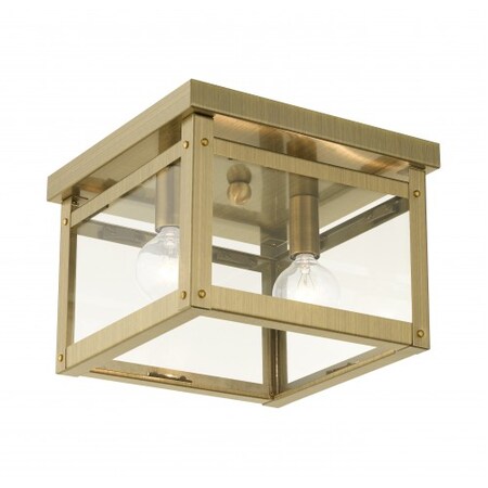 Livex Lighting Antique Brass Flush Mount, 2 Light 4031-01