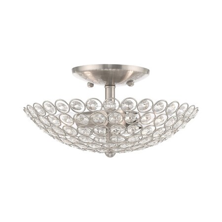 Livex Lighting Cassandra 2 Light Brushed Nickel Ceiling Mount 40441-91