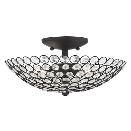 Livex Lighting Black Semi Flush, 2 Light 40443-04