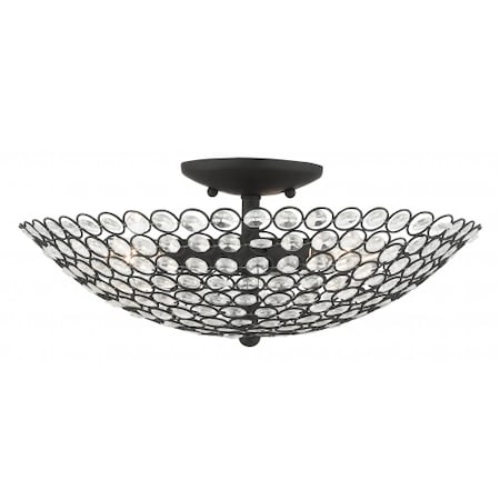 Livex Lighting Black Semi Flush, 3 Light 40446-04